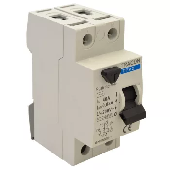   TRACON TFV2-40030 - Áram-védőkapcsoló, 2 pólusú 40A, 30mA, 6kA, AC