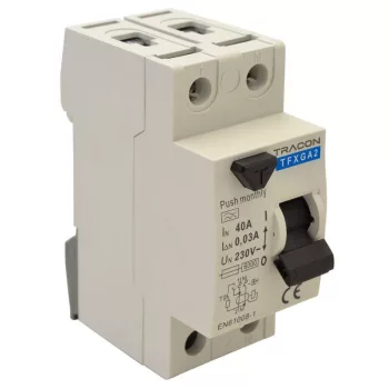   TRACON TFXGA2-40030 - Áram-védőkapcsoló, 2 pólusú G/A 40A, 30mA, 10kA, G/A (ÖVE E 8601)