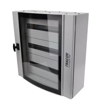   TRACON TGE606020 - Ívelt biztonsági üvegajtós fémelosztószekrény 600×600×200mm / 72M (3×24 mod)