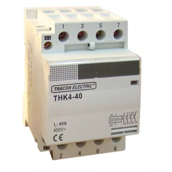   TRACON THK4-63-24 - Installációs kontaktor 230/400V, 50Hz, 4P, 4×NO, 63/25A, 13/3,8kW, 24V AC