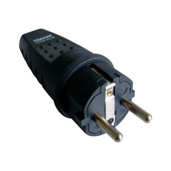   TRACON TICS-012G - Csatlakozó dugó, védőérintkezővel, gumi 16A, 250V, 2P+E, IP44 (DUAL Schuko/French)
