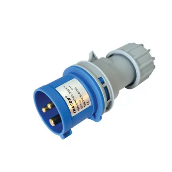   TRACON TICS-013H - Ipari csatlakozó dugó, külső tömítőszelencével 16A, 250V, 2P+E, 6h, IP44