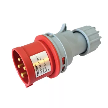   TRACON TICS-014H - Ipari csatlakozó dugó, külső tömítőszelencével 16A, 400V, 3P+E, 6h, IP44