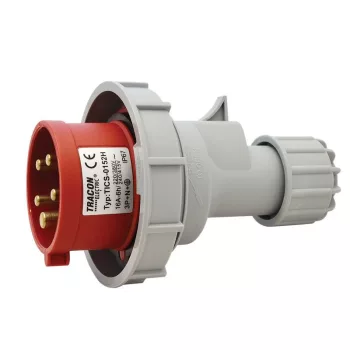   TRACON TICS-0152H - Ipari csatlakozó dugó, fokozott védelemmel 16A, 400V, 3P+N+E, 6h, IP67