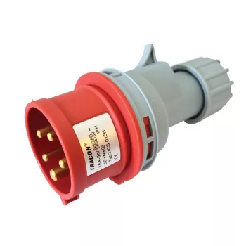   TRACON TICS-015H - Ipari csatlakozó dugó, külső tömítőszelencével 16A, 400V, 3P+N+E, 6h, IP44