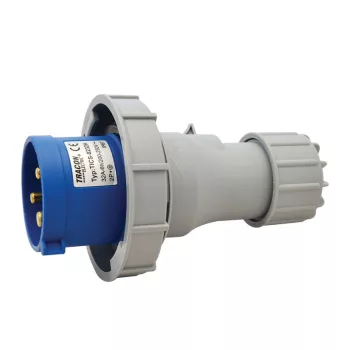   TRACON TICS-0232H - Ipari csatlakozó dugó, fokozott védelemmel 32A, 250V, 2P+E, 6h, IP67