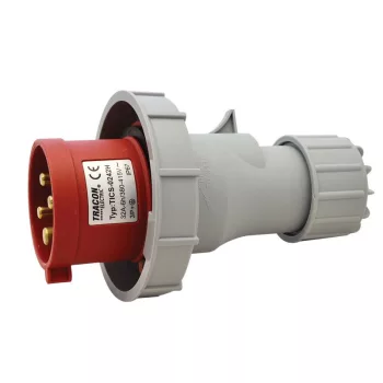   TRACON TICS-0242H - Ipari csatlakozó dugó, fokozott védelemmel 32A, 400V, 3P+E, 6h, IP67