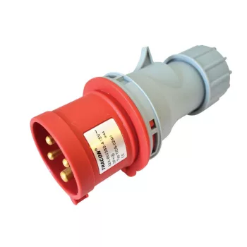   TRACON TICS-024H - Ipari csatlakozó dugó, külső tömítőszelencével 32A, 400V, 3P+E, 6h, IP44