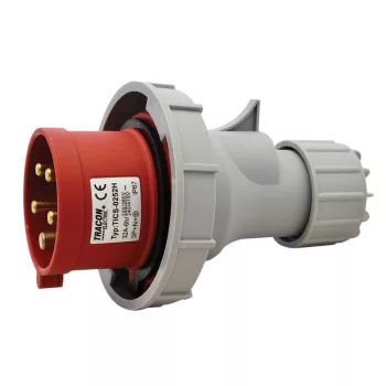   TRACON TICS-0252H - Ipari csatlakozó dugó, fokozott védelemmel 32A, 400V, 3P+N+E, 6h, IP67