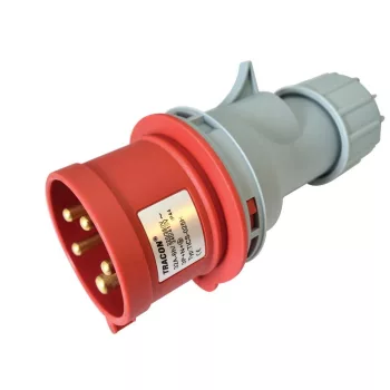   TRACON TICS-025H - Ipari csatlakozó dugó, külső tömítőszelencével 32A, 400V, 3P+N+E, 6h, IP44