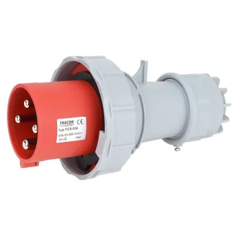   TRACON TICS-034 - Ipari csatlakozó dugó, fokozott védelemmel 63A, 400V, 3P+E, 6h, IP67