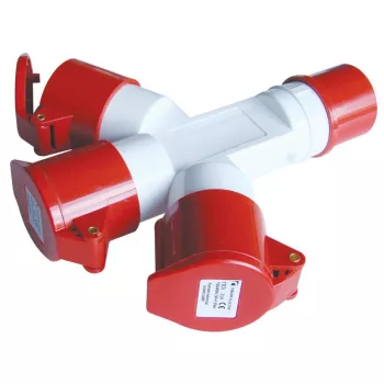   TRACON TICS-1024 - Ipari elosztó-csatlakozóaljzat 16A, IN 1x3P+E 6h, OUT 3x3P+E 6h, IP44