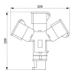 TRACON TICS-1025 - Ipari elosztó-csatlakozóaljzat 16A, IN 1x3P+N+E 6h, OUT 3x3P+N+E 6h, IP44