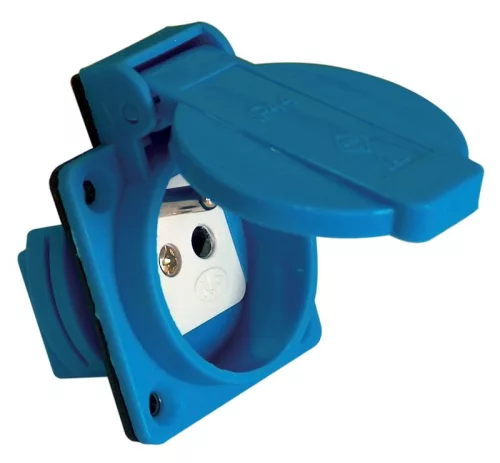 TRACON TICS-105SF - Beépíthető csatlakozóaljzat, csapos védőérintkezővel, kerek 16A, 250V, 2P+E, IP54 (FRENCH)