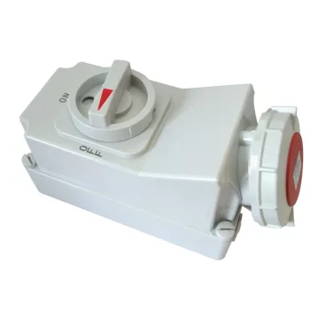   TRACON TICS-1252R - Felületre szerelhető ipari csatl.aljzat reteszelt kapcs.-val 32A, 400A, 3P+N+E, 6h, IP67