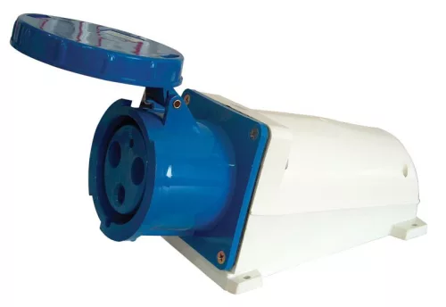 TRACON TICS-133 - Felületre szerelhető ipari csatlakozóaljzat 63A, 250V, 2P+E, 6h, IP67