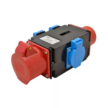   TRACON TICS-1605 - Multifunkcionális elosztó-csatlakozóaljzat 16A, IN/OUT 3P+N+E 6h, OUT 3x2P+E (Schuko), IP44