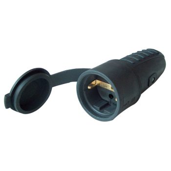   TRACON TICS-212G - Csatlakozóaljzat oldalsó védőérintkezővel, gumi 16A, 250V, 2P+E, IP44 (SCHUKO)