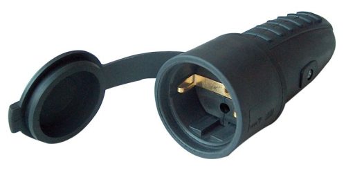 TRACON TICS-212G - Csatlakozóaljzat oldalsó védőérintkezővel, gumi 16A, 250V, 2P+E, IP44 (SCHUKO)