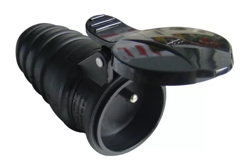 TRACON TICS-212GF - Csatlakozóaljzat csapos védőérintkezővel, gumi 16A, 250V, 2P+E, IP44 (FRENCH)
