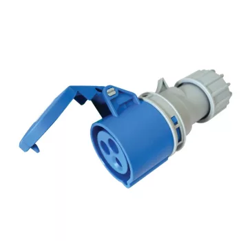   TRACON TICS-213H - Ipari csatlakozóaljzat, külső tömítőszelencével 16A, 230V, 2P+E, 6h, IP44