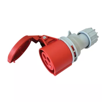   TRACON TICS-224H - Ipari csatlakozóaljzat, külső tömítőszelencével 32A, 400V, 3P+E, 6h, IP44