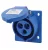 TRACON TICS-313 - Beépíthető ferde ipari csatlakozóaljzat 16A, 250V, 2P+E, 6h, IP44