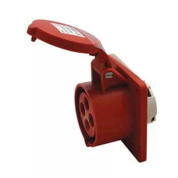   TRACON TICS-414 - Beépíthető egyenes ipari csatlakozóaljzat 16A, 400V, 3P+E, 6h, IP44