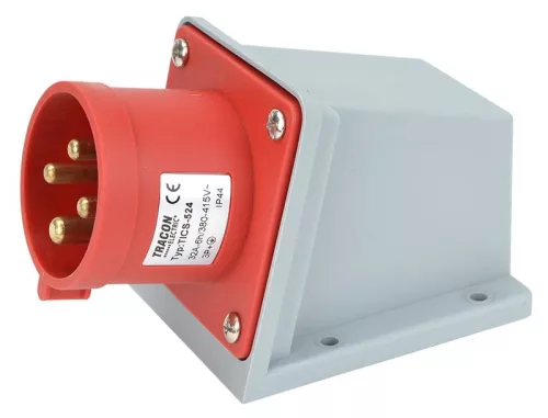 TRACON TICS-524 - Felületre szerelhető ipari csatlakozó dugó 32A, 400V, 3P+E, 6h, IP44