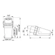 TRACON TICS-543 - Felületre szerelhető ipari csatlakozó dugó 125A, 250V, 2P+E, 6h, IP67