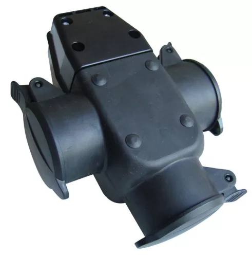 TRACON TICS-A4F - Csatlakozóaljzat csapos védőérintkezővel, hármas, gumi 250VAC 16A 3x(2P+E), IP44 (FRENCH)