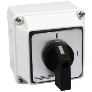   TRACON TK-329/3T65 - Tokozott kézikapcsoló, BE-KI 400V, 50Hz, 32A, 3P, 11kW, 64×64mm, 90°, IP65
