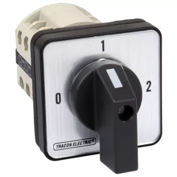   TRACON TKB-259/3 - Választókapcsoló, 0-1-2 400V, 50Hz, 25A, 2×3P, 7,5kW, 48×48mm, 90°