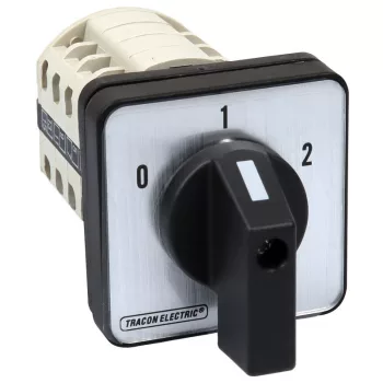   TRACON TKB-326/4 - Választókapcsoló, 0-1-2 400V, 50Hz, 32A, 2×4P, 11kW, 64×64mm, 60°