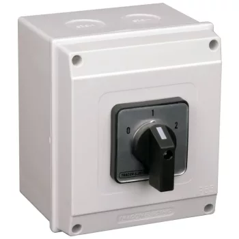   TRACON TKB-636/3T65 - Tokozott választókapcsoló, 0-1-2 400V, 50Hz, 63A, 2×3P, 18,5kW, 64×64mm, 60°, IP65