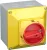 TRACON TKFL-20TS - Tokozott főkapcsoló, lakatolható, sárga fedéllel, BE-KI 400V, 50Hz, 20A, 4P, 5,5kW, 48×48mm, IP44
