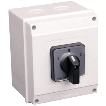   TRACON TKM-63/NT65 - Tokozott közvetlen irányváltó motorkapcsoló, 1-0-2 400V, 50Hz, 63A, 18,5kW, 64×64mm, IP65