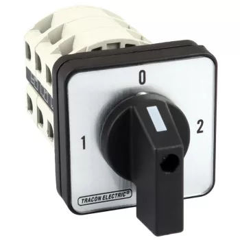   TRACON TKV-169/3 - Választókapcsoló, 1-0-2 400V, 50Hz, 160A, 2×3P, 37kW, 88×88mm, 90°