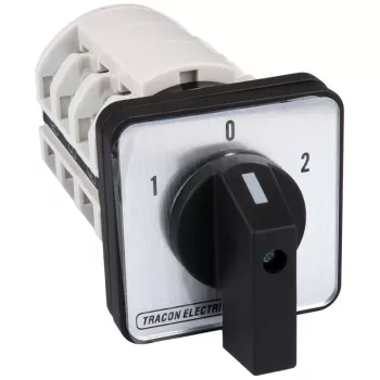   TRACON TKV-256/3 - Választókapcsoló, 1-0-2 400V, 50Hz, 25A, 2×3P, 7,5kW, 48×48mm, 60°