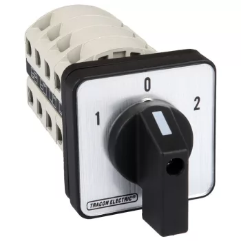   TRACON TKV-326/4 - Választókapcsoló, 1-0-2 400V, 50Hz, 32A, 2×4P, 11kW, 64×64mm, 60°