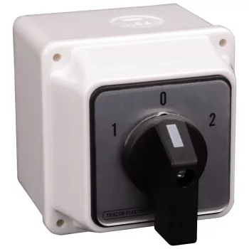   TRACON TKV-326/4T65 - Tokozott választókapcsoló, 1-0-2 400V, 50Hz, 32A, 2×4P, 11kW, 64×64mm, 60°, IP65