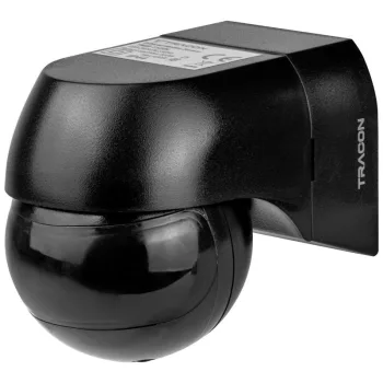   TRACON TMB-112BL - Mozgásérzékelő, infra falra, fekete ház és lencse 230V, 50Hz, 180°, max. 12m, 10s-15min, 3-2000lux, IP44