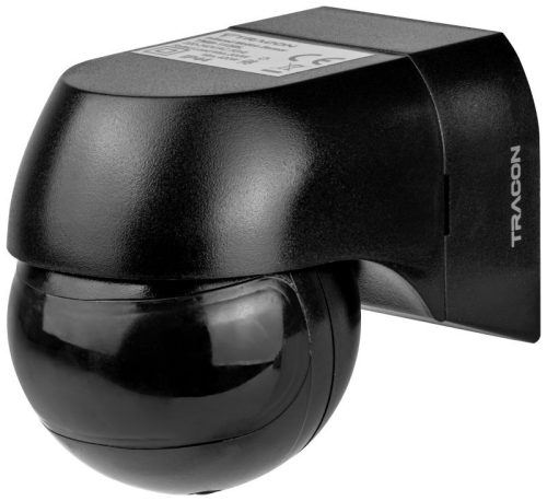 TRACON TMB-112BL - Mozgásérzékelő, infra falra, fekete ház és lencse 230V, 50Hz, 180°, max. 12m, 10s-15min, 3-2000lux, IP44