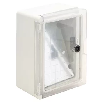   TRACON TME282113T - Műanyag elosztószekrény átlátszó ajtóval HxWxD=280x210x130mm, IP65, IK10, 1000V AC/DC, RAL7035