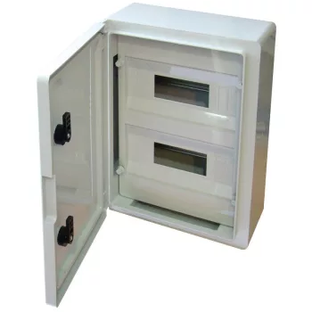   TRACON TME403017M - Műanyag elosztószekrény maszkos 2x12 mod, HxWxD=400x300x165mm, IP65, IK10, 1000V AC/DC
