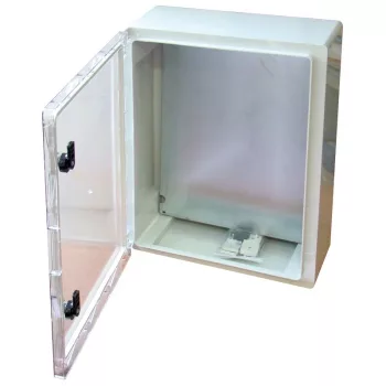   TRACON TME403017T - Műanyag elosztószekrény átlátszó ajtóval HxWxD=400x300x165mm, IP65, IK10, 1000V AC/DC, RAL7035