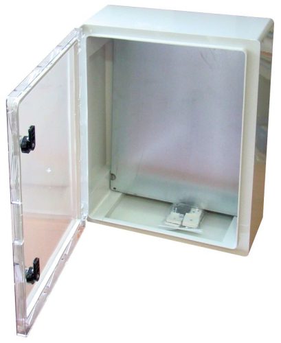 TRACON TME403017T - Műanyag elosztószekrény átlátszó ajtóval HxWxD=400x300x165mm, IP65, IK10, 1000V AC/DC, RAL7035