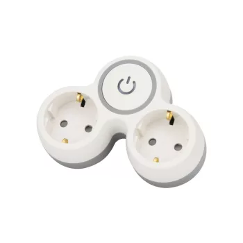   TRACON TND2-K - Többférőhelyes, kapcsolós átalakító csatlakozó, szürke+fehér 2×SCHUKO, max.16A, 230VAC, 3680W, PP