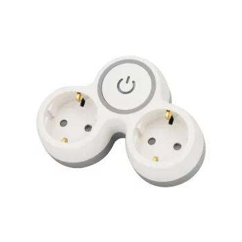   TRACON TND2-K - Többférőhelyes, kapcsolós átalakító csatlakozó, szürke+fehér 2×SCHUKO, max.16A, 230VAC, 3680W, PP