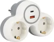 TRACON TND2-USBAC - Többférőhelyes átalakító csatlakozó, USBC+USBA, szürke+fehér 2×SCHUKO, max.16A, 230VAC, 3680W, PP, USB-A+C:5V, 3,4A 17.0W
